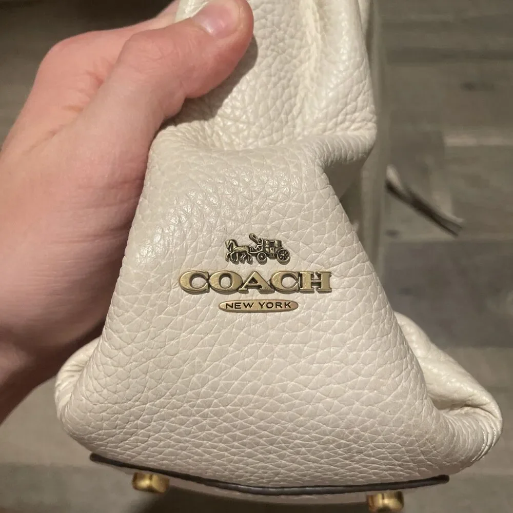 Coach Shay Shoulder Bag Pebble Leather Cream Bone Ivory 93811 Brass